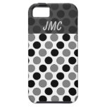 Mit Monogramm schwarzes graues diagonales Dottie iPhone 5 Schutzhülle