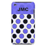 Mit Monogramm schwarzes und blaues diagonales Dott iPod Touch Hülle