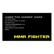 MIXED MARTIAL ARTS-KÄMPFER-GESCHÄFTS-KARTEN-GELB A VISITENKARTENVORLAGE