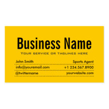 Modern Yellow Sports Agent Business Card