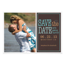 Moderne aquamarine u. Blau-Save the Date Foto-Kart Einladung