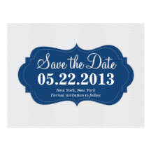 Moderne Blau-Save the Date Postkarte