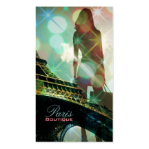 moderne elegante Paris-Glitzern-Silhouettemode Visitenkartenvorlagen