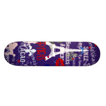 Moderne französische schwarze Collage Paris Personalisiertes Skateboard