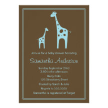 Moderne Giraffen-Babyparty-Einladung - Junge