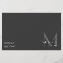 Moderne graue Monogramm-Hochzeits-Programme Flyerdesign