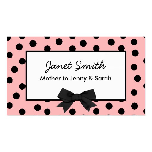 Moderne rosa und schwarze Tupfen-Mama-Karte Visitenkarte