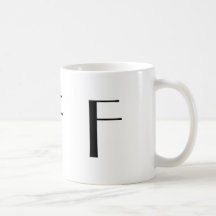 Moderne Schwarzweiss-Kaffeetasse des Monogramm-F