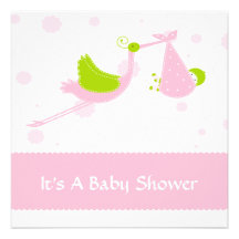 Moderne Storch-Babyparty-Einladung (Rosa)
