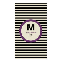 Moderne Streifen-Monogramm-Visitenkarte - Schwarze