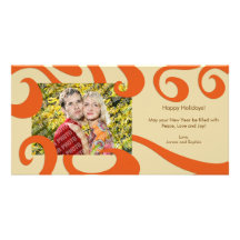 Moderne WeihnachtsWirbels-Foto-Karten-Orange Bilderkarte