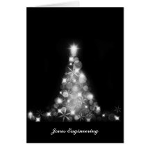 Moderne weiße Weihnachtsbaum-Grafik auf Schwarzem Grußkarten