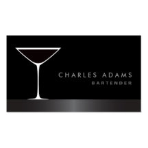 Moderner eleganter Martini-Cocktailglas-Barkeeper Visitenkarten