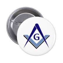 Modernes blaues Quadrat u. Kompassse Anstecknadelbutton