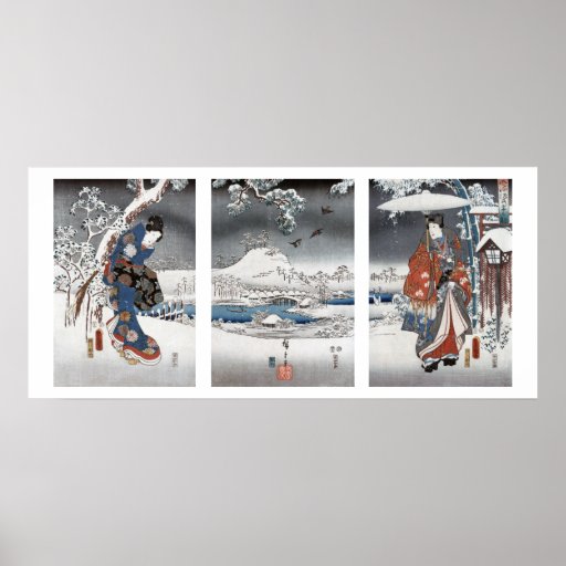 Modernes Genji Triptychon-Plakat