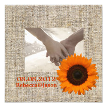 Modernes Land-orange Sonnenblumeleinwandhochzeit Kunst Photo