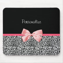 Modischer Leopard-Druck und rosa Band mit Namen Mauspads
