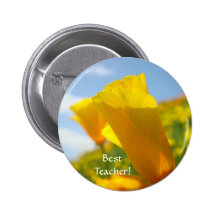 MOHNBLUMEN Knopf BESTER LEHRER! Unterseite Anstecknadel