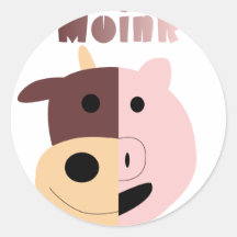 Moink: Cartoonkuh- und -schweinaufkleber