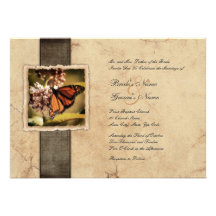 Monarch-Schmetterlings-Vintage Hochzeits-Einladung