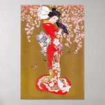 Mondschein und Kirschblüten Poster