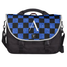 Monogram blue and black glitter checkered commuter bags