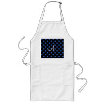 Monogram blue glitter polka dots aprons