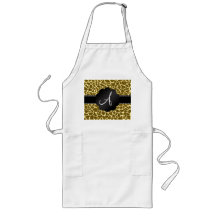 Monogram glitter giraffe print aprons