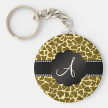 Monogram glitter giraffe print keychains