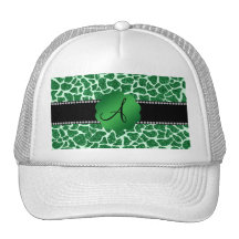 Monogram green glitter giraffe print mesh hat