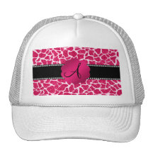 Monogram hot pink glitter giraffe print mesh hats
