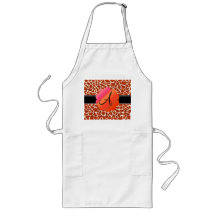 Monogram orange glitter giraffe print aprons