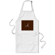 Monogram orange glitter stripes apron
