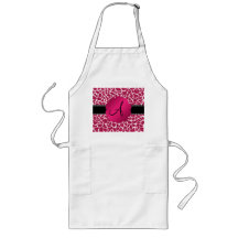 Monogram pink glitter giraffe print apron