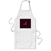 Monogram pink glitter polka dots apron