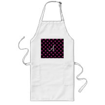 Monogram pink glitter polka dots aprons