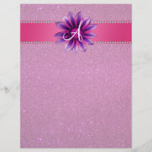 Monogram pink glitter purple daisy flyers