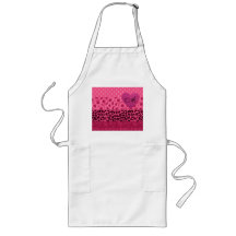 Monogram pink leopard glitter diamond flowers apron