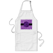 Monogram purple glitter giraffe print apron