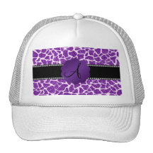 Monogram purple glitter giraffe print trucker hat