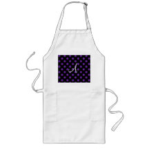 Monogram purple glitter polka dots apron