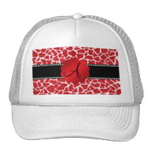 Monogram red glitter giraffe print hat