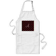 Monogram red glitter polka dots apron