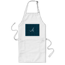 Monogram sky blue glitter stripes apron