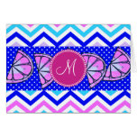 Monogram Summer Citrus Fruit Slices Chevron Card