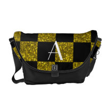 Monogram yellow and black glitter checkered courier bags