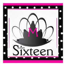 Monogramm 16. Geburtstag Tiara-Fertigen besonders  Ankündigungskarten