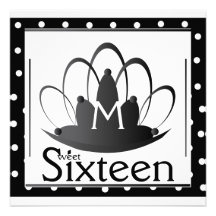 Monogramm 16. Geburtstag Tiara-Fertigen besonders  Einladungskarten