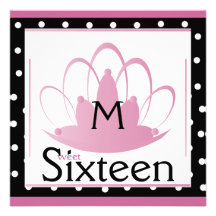 Monogramm 16. Geburtstag Tiara-Fertigen besonders  Individuelle Einladungskarte