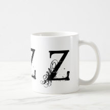 Monogramm Anfangsz schwarze u. weiße Schmutz-Kaffe